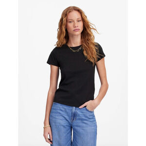 Madewell Essential Slim Tee Shirt Lightweight Cotton Jet Black Basics XL NWT